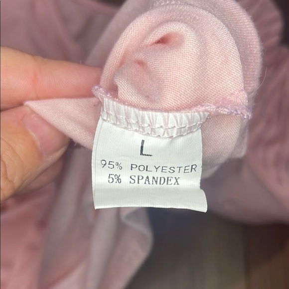 Pale Pink Off the Shoulder Sheer Stripe Sleeve Super Soft Long Sleeve Shirt - Picture 2 of 4